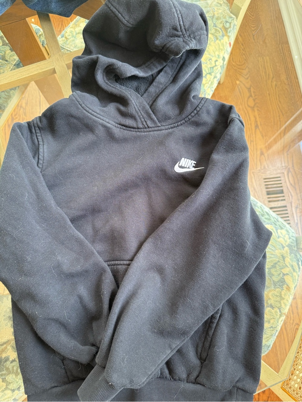 Nike Black Crewneck Hoodie with Small White Swoosh